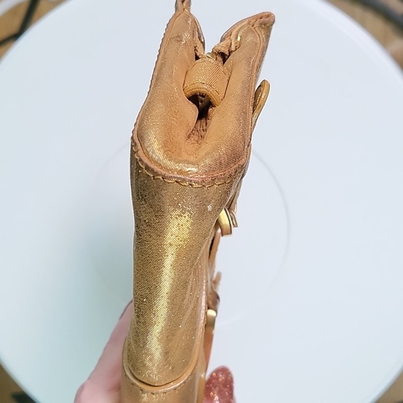 Jimmy Choo Gold Tone Metallic Leather Clutch/Wristlet - Picture 8 of 15